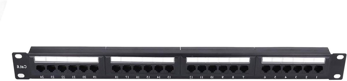 Patchpaneel - Netwerkpaneel Ethernet - Netwerk Installatie - 24 Poorten - 19 inch - Zwart