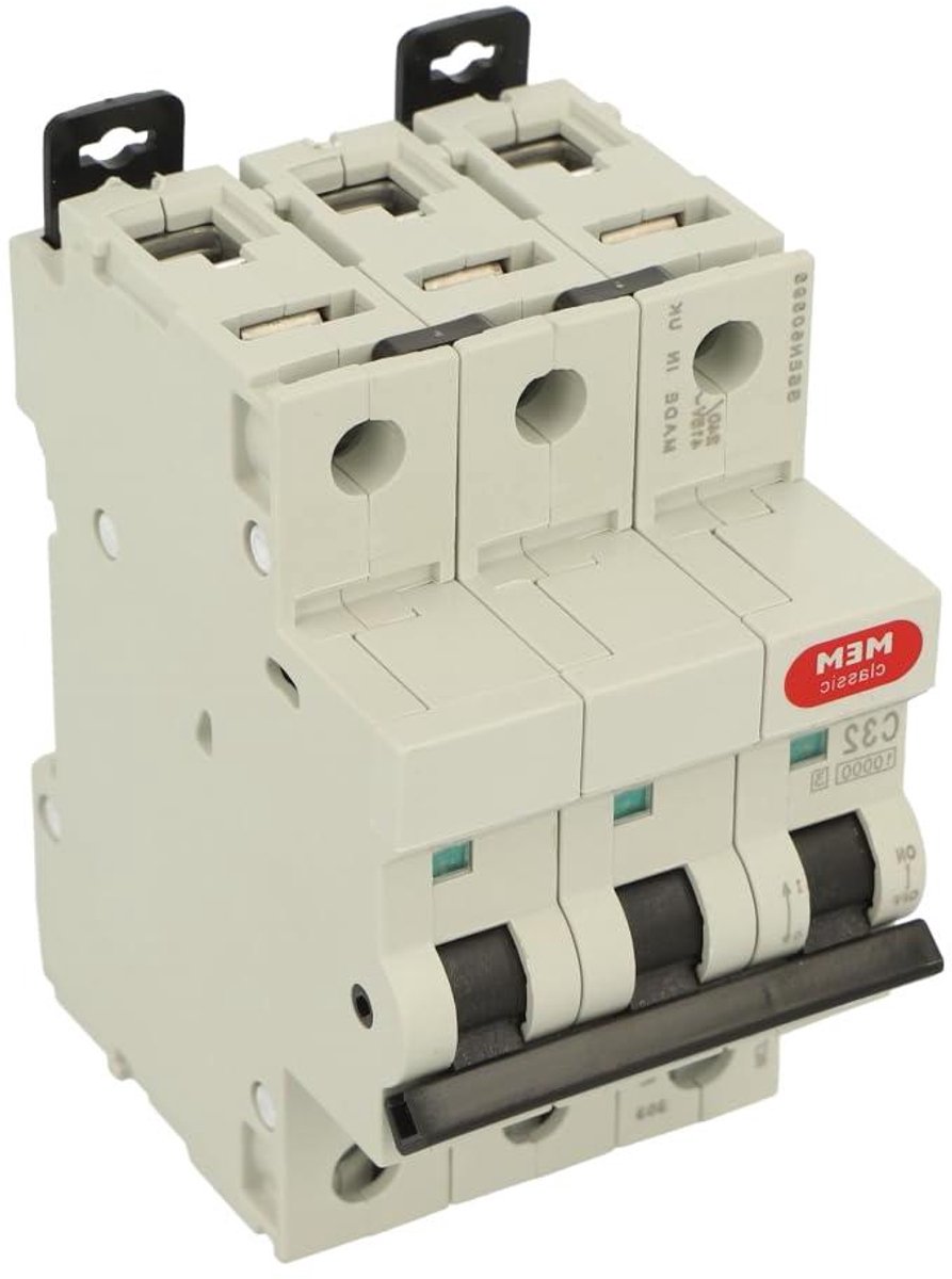 Driefas Schakelaar - Polo Schakelaar - Stroom Beveiligen - Type C Curve - 54 mm Modulebreedte - Grijs