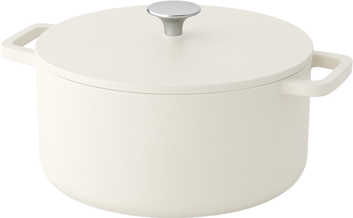 Cook & Pan - Gietijzeren Braadpan 28 cm - 6.5 liter - PFAS vrij - Inductie - Non stick - 25 jaar garantie - Crème