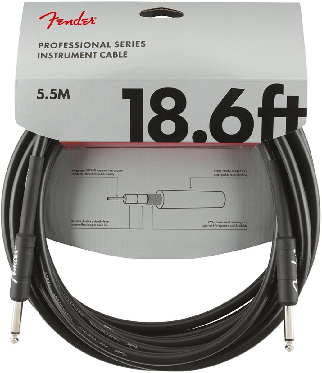 Fender Professional Series Black jackkabel 5.5m