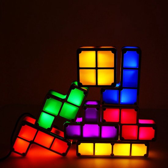 Oneay Stapelbaar nachtlampje, 7-delige doe-het-zelf LED-set met 7 kleuren, 3D-puzzel met sensor, in elkaar grijpende tafellamp, magische bouwblokken, gloeiende lampjes van Oneay — afbeelding 5