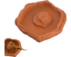 Schildpad Waterbak - Reptielenbad Voerbak - Terrarium Inrichting - Antislip Dubbele Functie - 19x18.3x3.3cm - Zwart