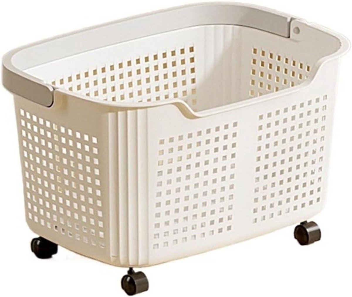 Wasmand met wieltjes wasmand met wielen en deksel groot voor badkamer opbergorganizer voor het gezin (Color-12)