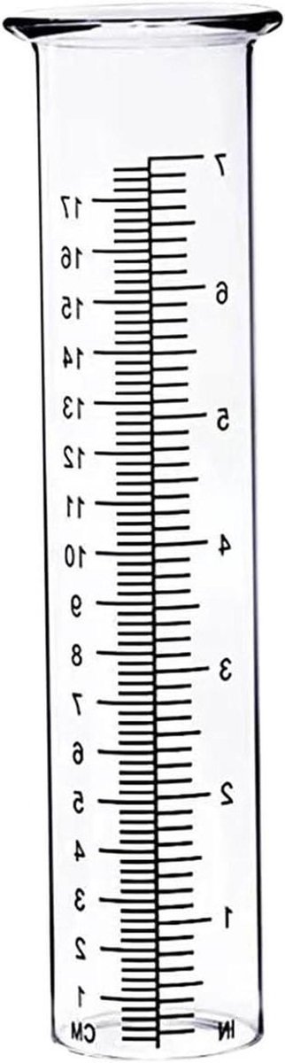 Regenmeter Tuin - Meetinstrument Buiten - Neerslag Meten - Scheurbestendig Plastic - 20x5cm - Transparant