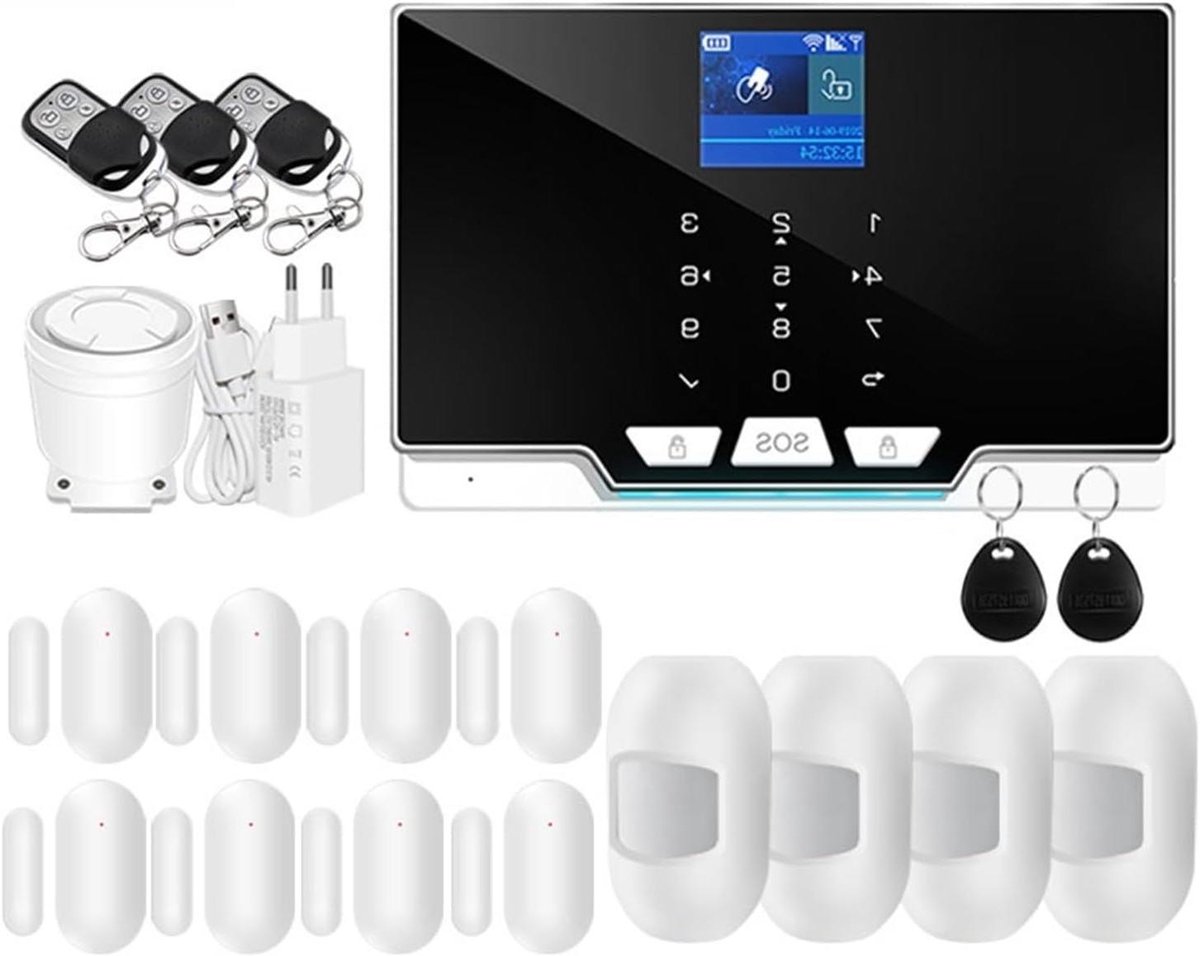 Huisbeveiligingsalarm - GSM Alarmsysteem - Woning Beveiligen - APP Controle - 25 x 15 x 15 cm - Zwart