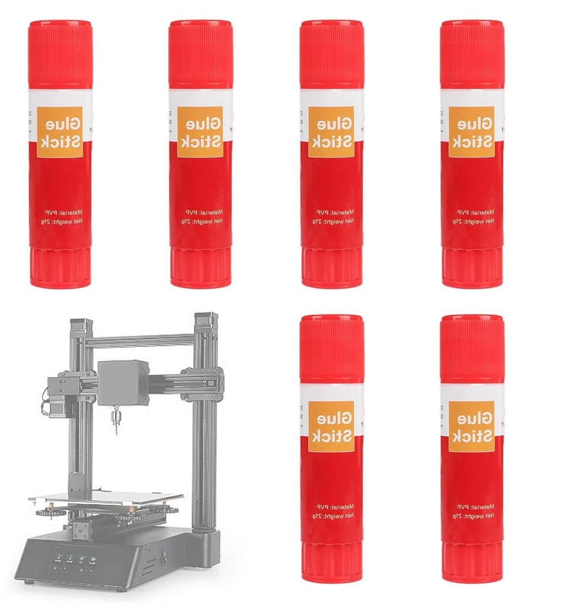 3D Printer Lijm - Lijmstift Set - Modelbouw Stabiliteit - Krimpt Vermindering - 6 Stuks - Transparant