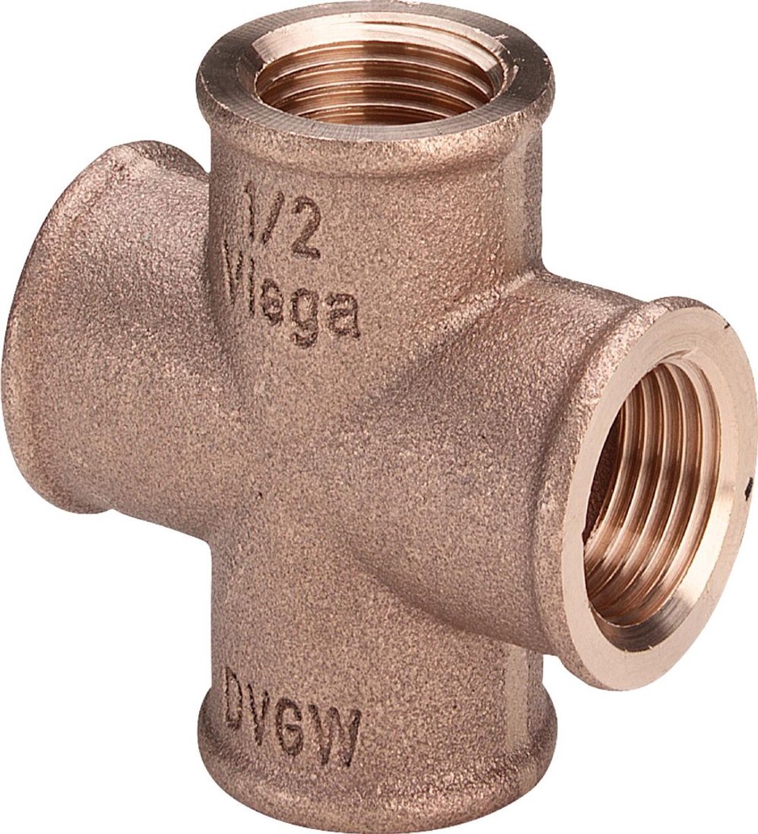 Viega kruisstuk, Rp 1/2 roodkoper of siliciumbrons model 3180, 320614