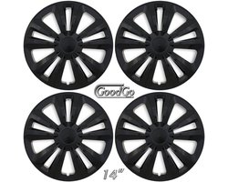 GoodGo Wieldoppen TERRY-BK 14 inch - glanzend zwart - set van 4 stuks (CONTROLEER UW BANDENMAAT en lees a.u.b. de onderstaande, uitgebreide tekst!)