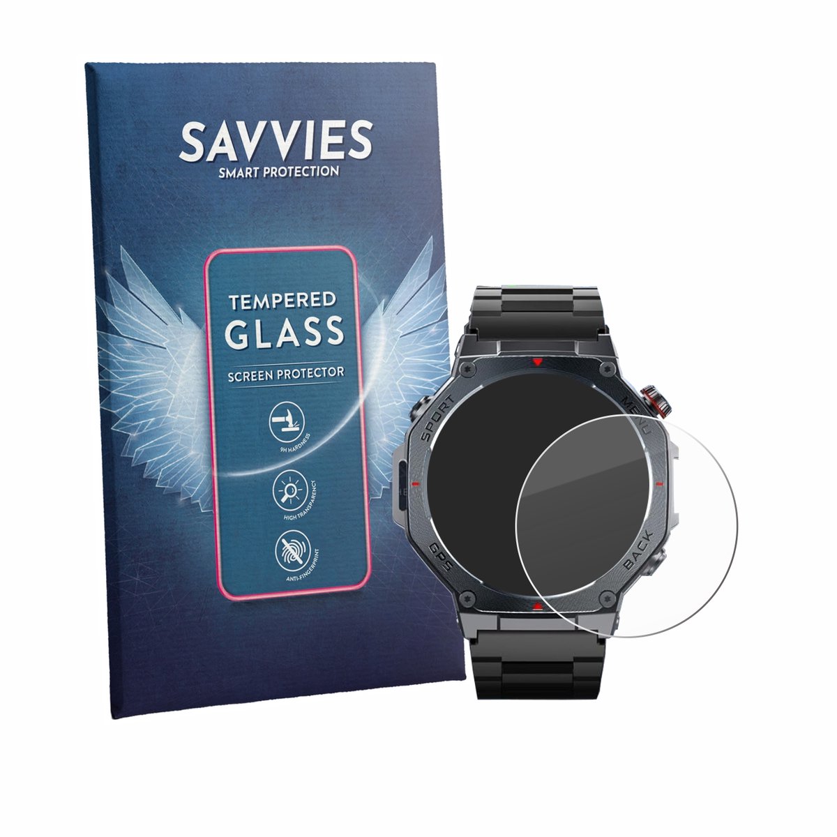 Savvies - Glas Screenprotector voor Jugeman V20 1.43" - Gehard Beschermglas 9H