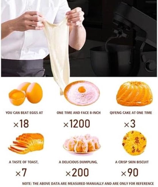 Staande Mixer - Keukenmachine Deegmaker - Bakken Brood Cake - 8 Snelheden - 10L Kom - Zilver — afbeelding 2