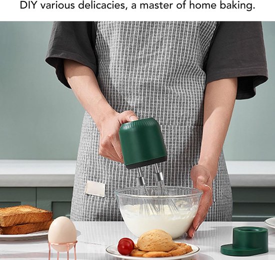 Draadloze Handmixer, 1200 MAh USB Oplaadbare Handheld Roestvrij Staal Draagbare Elektrische Handmixer met 2 Garde, Eierklopper Elektrische Handblender voor Bakpannenkoek — afbeelding 5