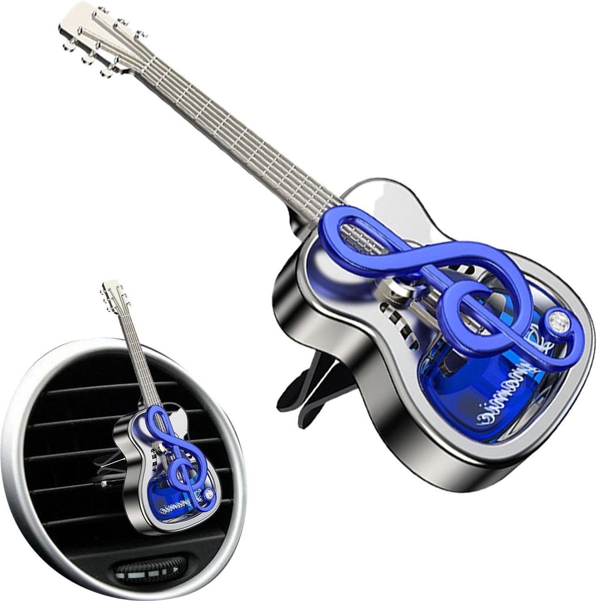 Auto Luchtverfrisser - Ventilatie Clip - Frisse Geur - Gitaar Vorm - 12.3 cm - Zwart