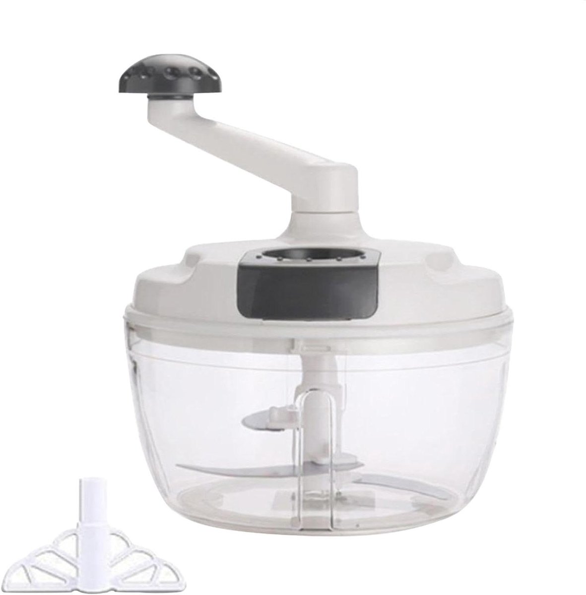 Handmatige Keukenmachine - Keukenmolen Zwengel - Groente Hakken - Inklapbare Handgreep - 18.5 cm - Wit