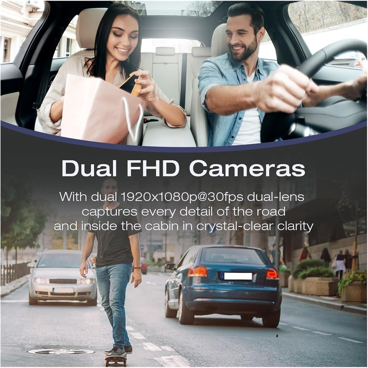 Dubbele Dashcam - Auto Camera - Veilig Rijden - Nachtzicht & Parkeerhulp - 1080p HD - Zwart – foto 4