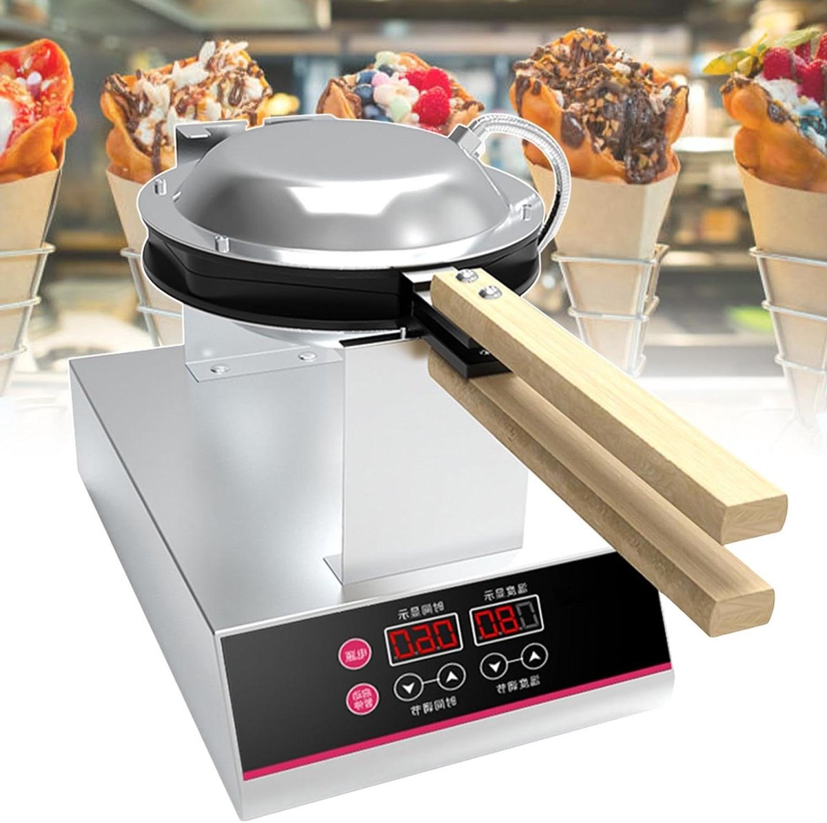 Bubble Wafelmaker - Eierwafelijzer - Wafels Bakken - Dubbelzijdige Verwarming - 1400W - Zilver