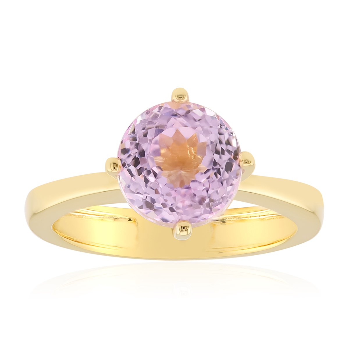 Cavill - Zilveren Ring 925 Sterling Zilver Verguld - Ronde Kunziet Edelsteen 2,579 ct uit Afghanistan - Stijlvolle Damesring met Zachte Tint