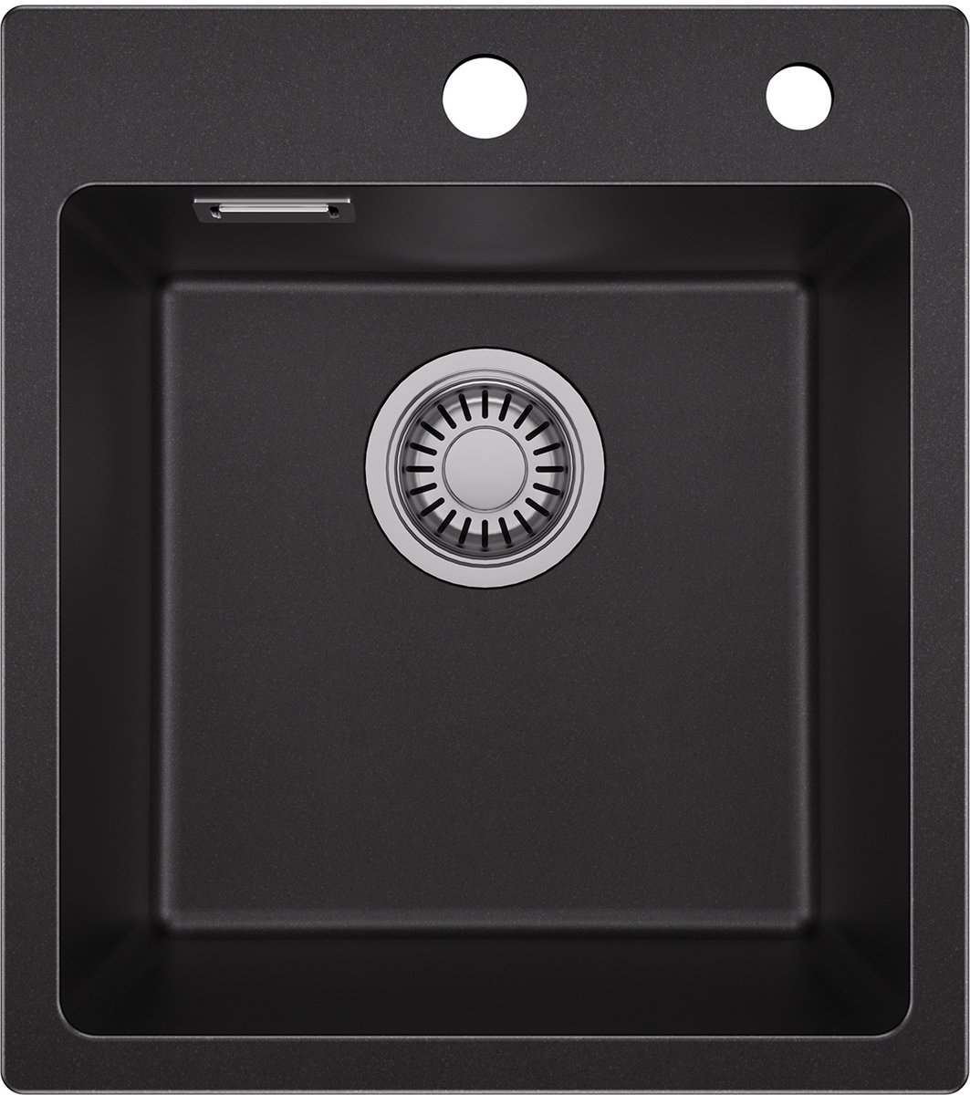 Sofetiy MAX Enkele Spoelbak Zwart - 40x45 cm - Luxe Composiet Keuken Gootsteen - Met Overloop & Geluidsdemping - Opbouw Wasbak