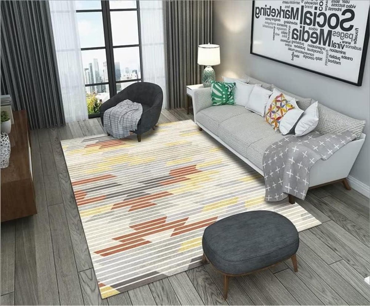 Accessoires voor woonkamer Meisjes vloerkleed Milieuvriendelijk Grijs geel geometrisch dru