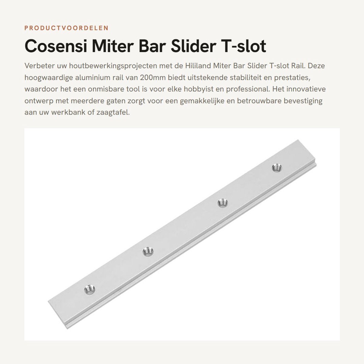 Dailygoods- Miterbar 200mm - T-slot Rail - Aluminium Legering - Verstelbare Gids - Multi-Hole Ontwerp - Geschikt voor Houtbewerking - T-track