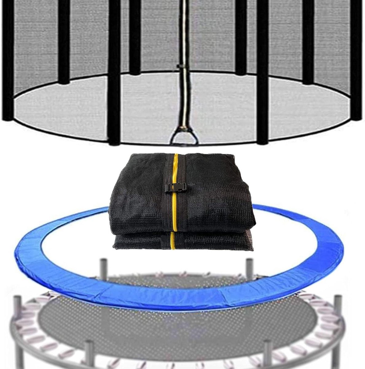 Trampoline Veiligheidsnet - Veerbescherming - Buiten spelen - Universeel Ontwerp - Ø 244-427 cm - Zwart