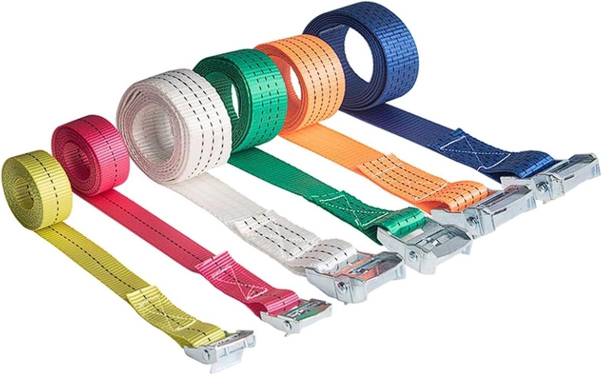 Zware Ratelbanden - Spanbanden Set - Lading Zekeren - Eenvoudige Bediening - 6 Stuks 1-10M - Multicolor