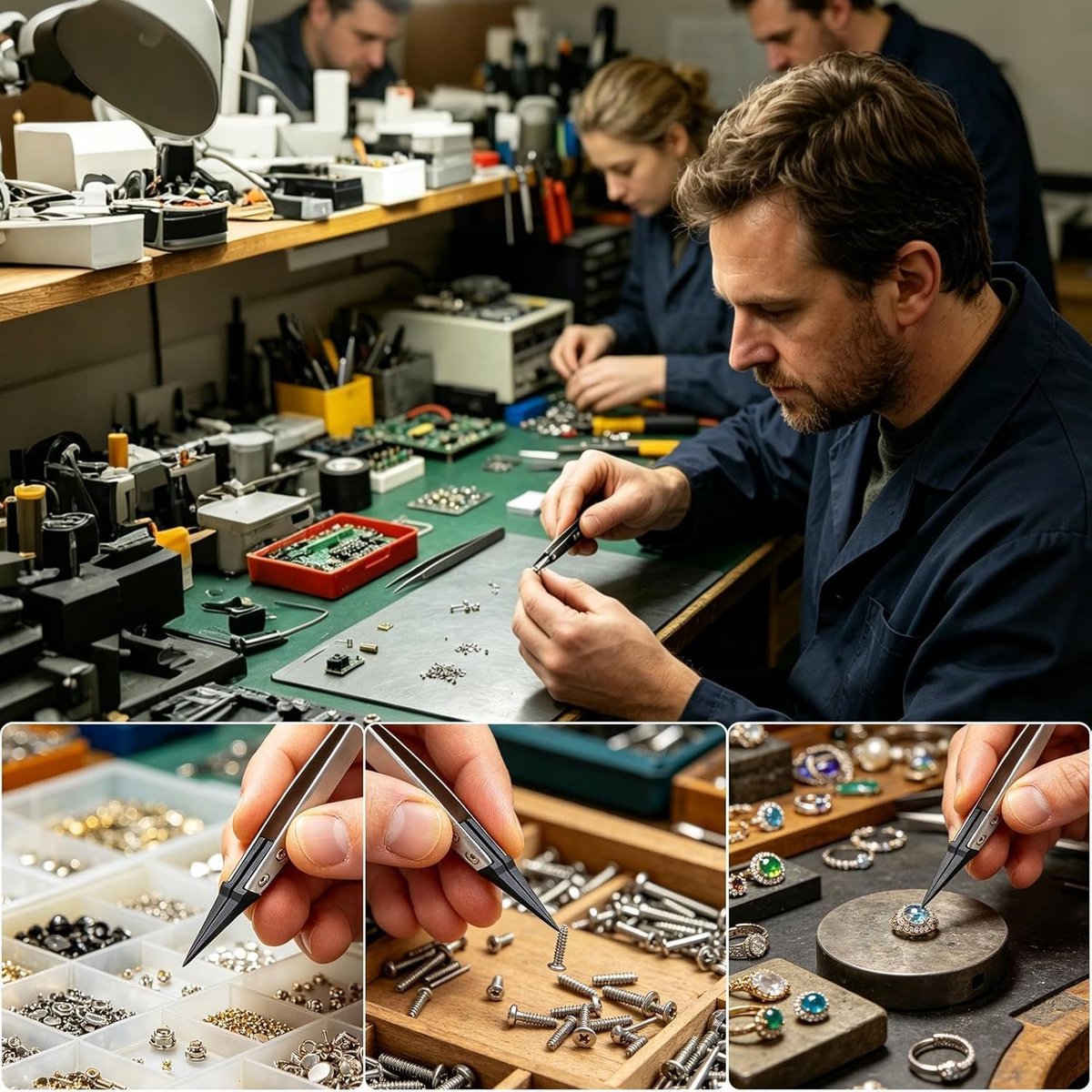 Elektronische pincet, antistatisch clip-gereedschap met fijne punt, precisie-pincet voor computers, mobiele telefoons en solderen, modelbouw, kunsthandwerk, sieraden, kunst, hobby's en naaien
