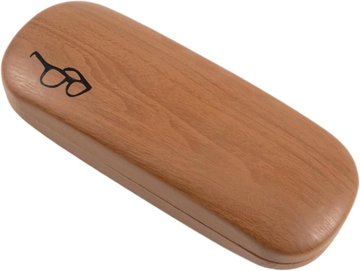 brillenetui, Harde brillenkoker for dames met houten nerf, draagbare leesbrillendoos for heren. Brillenkokers