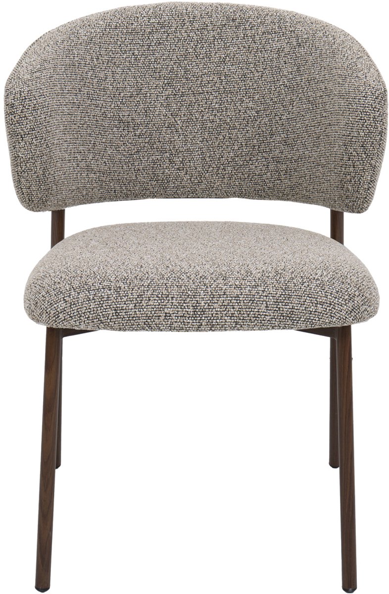 Giga Meubel Eetkamerstoel Feya Taupe/Walnoot - Stof - Japandi - Set van 2