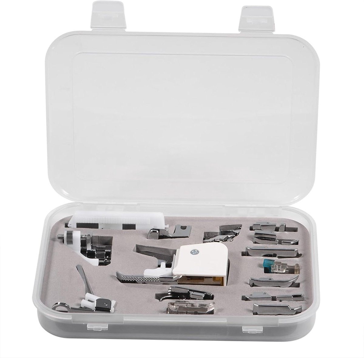 Naaivoet Set - Naaimachine Accessoires - Kleding Maken - 15 Delig Inclusief Opbergdoos - 18.5 cm - Zilver