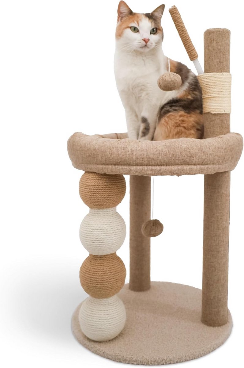 Kattenkrabpaal - Kattenmeubel Krabmeubel - Spelen en Ontspannen - 3-in-1 Functie - 76 x 40 x 40 cm - Beige