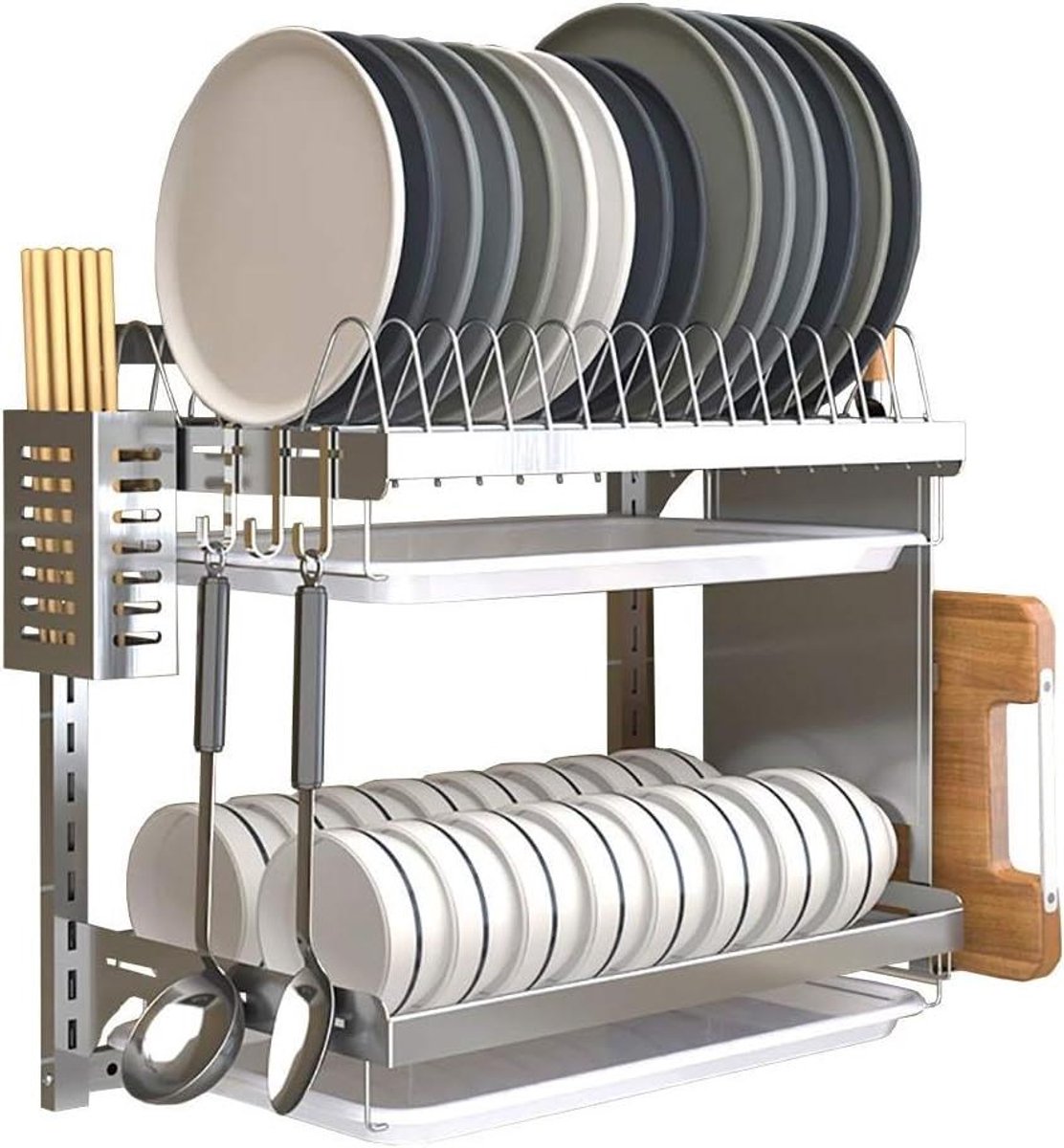 Afwasrek Gootsteen - Keukenrek - Keuken Organiseren - Roestvrij Staal - 2 Lagen - Zilver