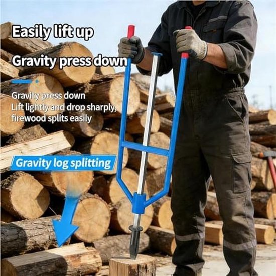 Handmatige Houtklover - Hout Splijter - Brandhout Maken - Traagheid & Zwaartekracht - 94 cm Lengte - Grijs — afbeelding 4