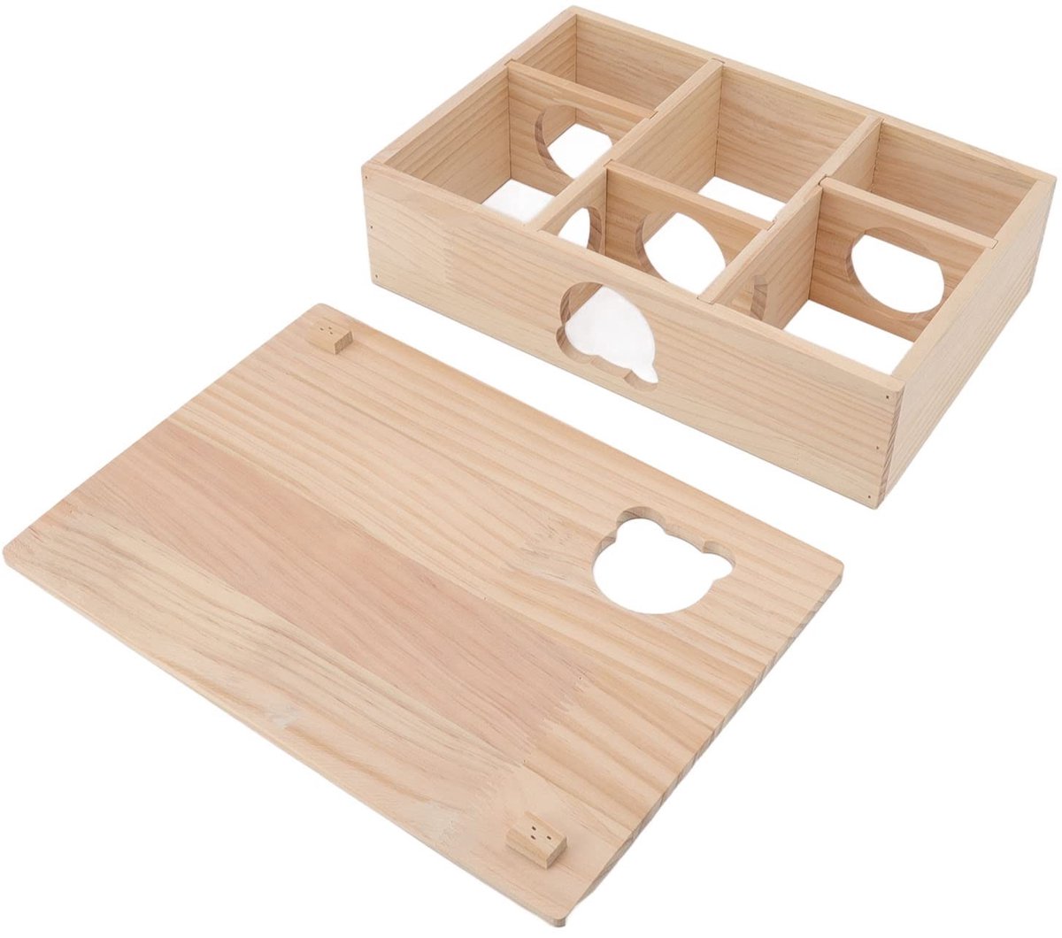 Dailygoods- Hamsterhuis met dakterras - Houten Hamsterhuis - Multifunctioneel Activiteitsgebied - Schuilplaats voor Huisdieren - Ondergrondse Tunnel - Hoogwaardige Houten Stammen - Dierenverblijf
