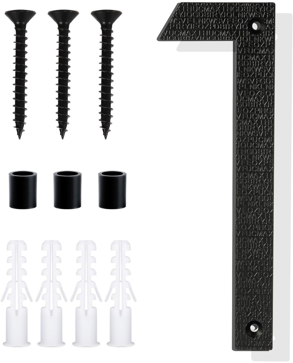 Dailygoods- Huisnummers 20cm Zwart - Drijvende Huisnummers - Eenvoudige Montage - Adresnummers - Inclusief Bevestigingsmaterialen - ABS-Kunststof - Adresnummer