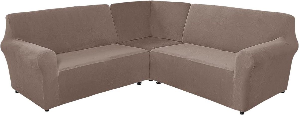 Hoekbankhoes Set - Bank Beschermhoes - Woonkamer Inrichten - Elastisch Velvet Materiaal - 5 & 7 Zits - Bruin