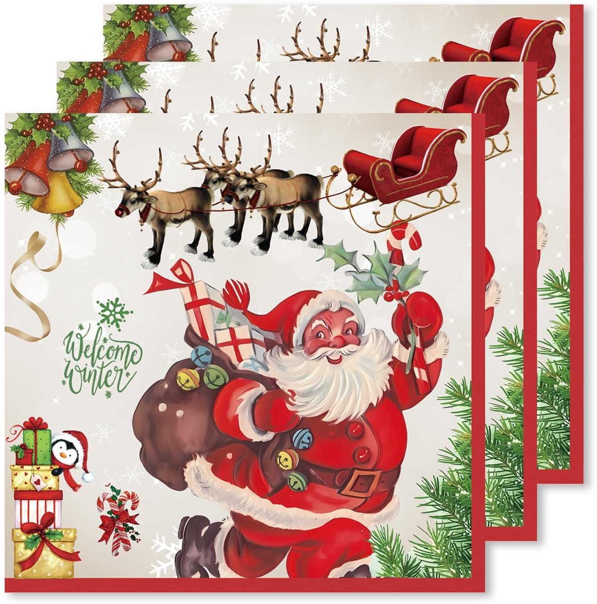 Dailygoods- Kerstservetten 20 Stuks - Kerstmis - Santa Claus - Feestdecoratie - Papieren Servetten - Tafelaankleding - Kerstnapkins