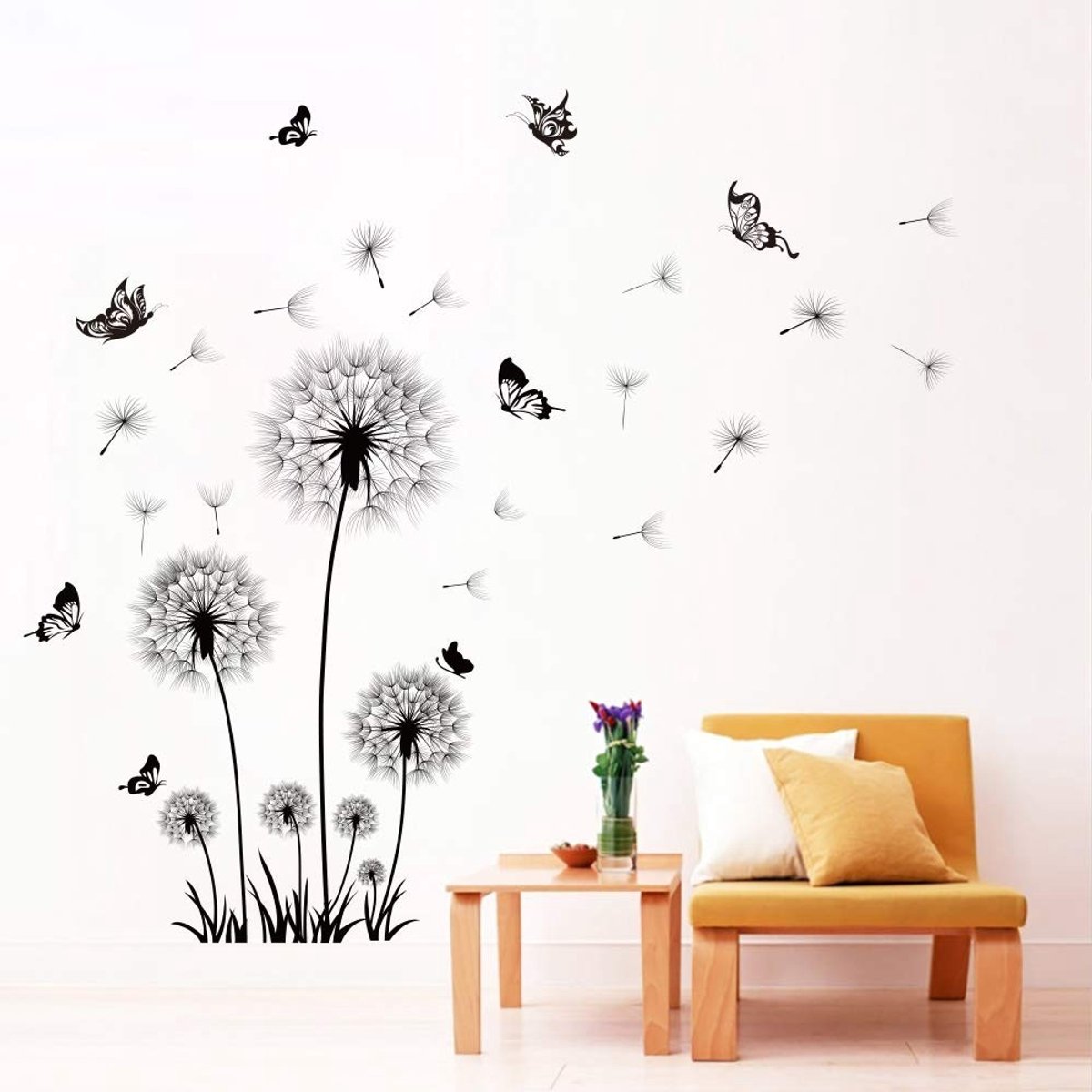 Dailygoods- Muursticker Paardebloem - Wanddecoratie Kinderen - Muurstickers Kinderkamer - Muurstickers Woonkamer - Muurstickers Slaapkamer - 100% Vriendelijk Vinyl