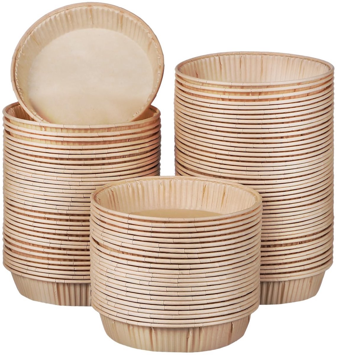 Dailygoods- Cake Mallen 100 Stuks - Mini Bakvormen - Taartvormen - Ovenbestendig Papier - Vetdicht - Diameter 11 cm, Hoogte 2,3 cm - Bakvormpjes