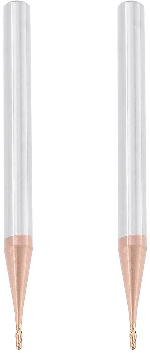 Dailygoods- Ball Nose End Mill - 2 Stuks - HRC55 Hardmetaal - AlTiN Coating - CNC Graveren - Hoge Precisie - Slijtvast - Frees
