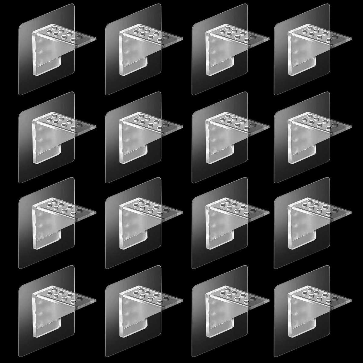 Dailygoods- Plankhouder Zelfklevend - 12 Stuks - Transparant - ABS-Kunststof - Geschikt voor Muren/Tegels/Hout - Lange Levensduur - Plankbeugels