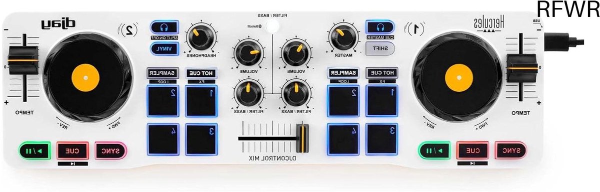 DJ Controller - Mixer Apparaat - Muziek Mixen - Bluetooth Connectiviteit - 34 cm Breed - Wit/Zwart