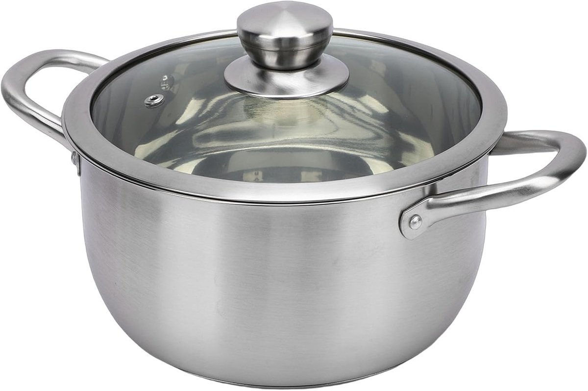 Soeppan RVS - Kookpan Stoofpan - Maaltijden Bereiden - Drielaagse Bodem - 43 Liter - Zilver