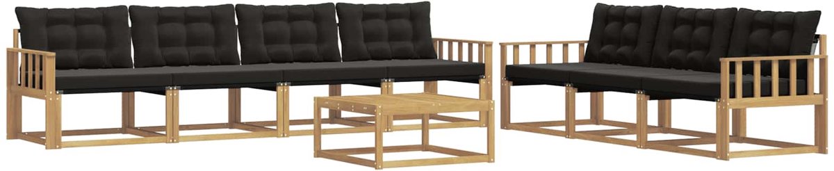vidaXL Buiten - bank - set - 8 - st - 7-zits - Wit - en - zwart Wit en zwart