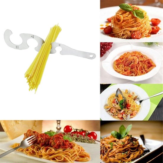 Spaghettimeetapparaat - Portiehulp Keuken - Perfecte Porties - S-vormig Ontwerp - 4 Gaten - Zilverkleurig — afbeelding 3