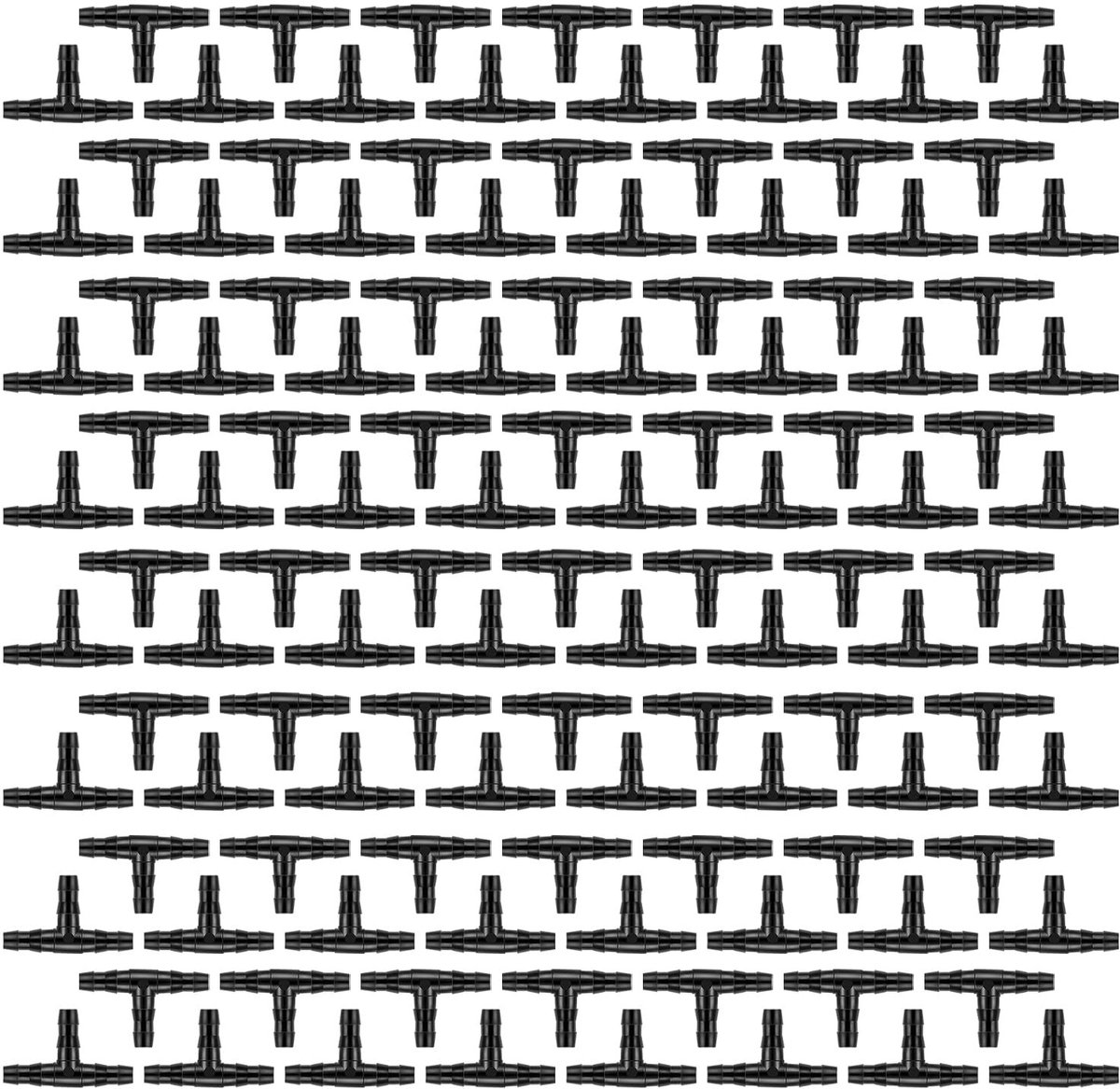 Dailygoods- T-stukken 120 stuks - Irrigatie-aansluitingen - Tuinslangarmaturen - Sproeiers - Kunststof - Zwart, 3,4 x 2,1 x 0,6 cm - Irrigatiekoppelingen