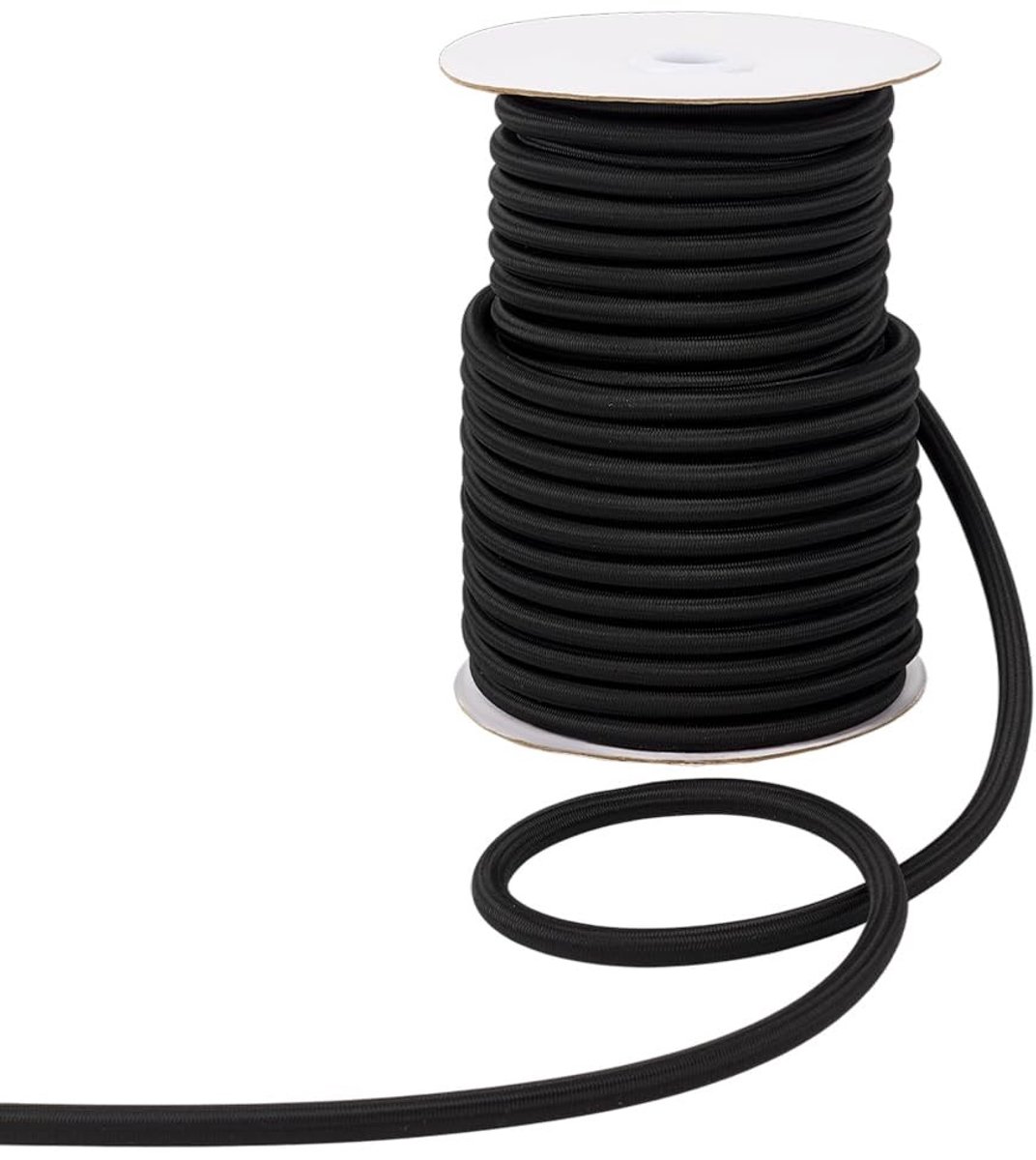 Dailygoods- Elastisch Touw Hoge Elasticiteit - Zwart Rubber Touw - Expandertouw - 25 m x 8 mm - Polyester - Ideaal voor Kamperen - Bungee Touw