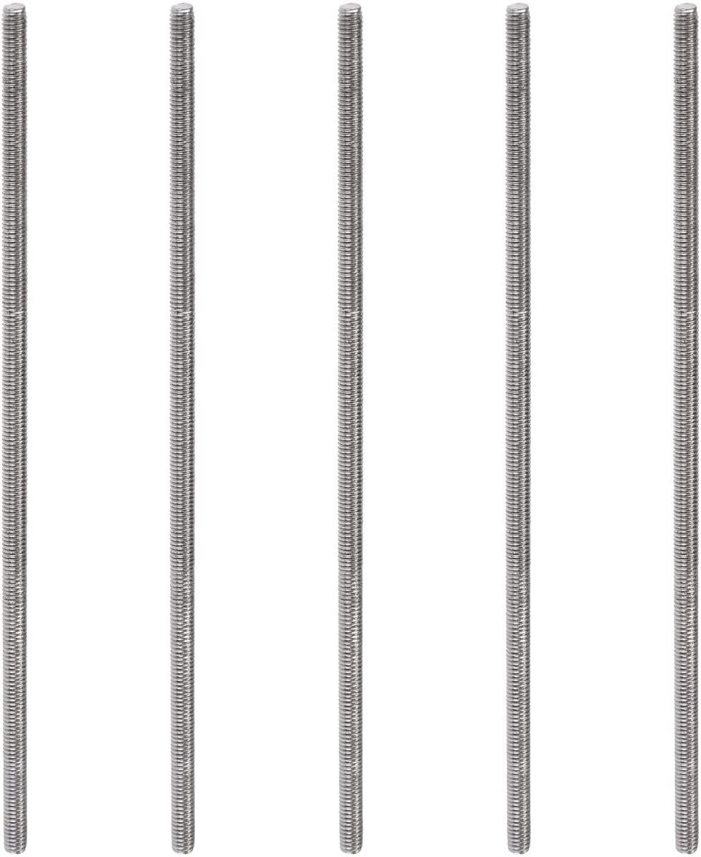 Dailygoods- Schroefdraadstang 5 Stuks - Roestvrij Staal 304 - Buitendraad M3 x 100 mm - Staafbouten - Hangers/Klemmen - Zilverkleur - Staafbout
