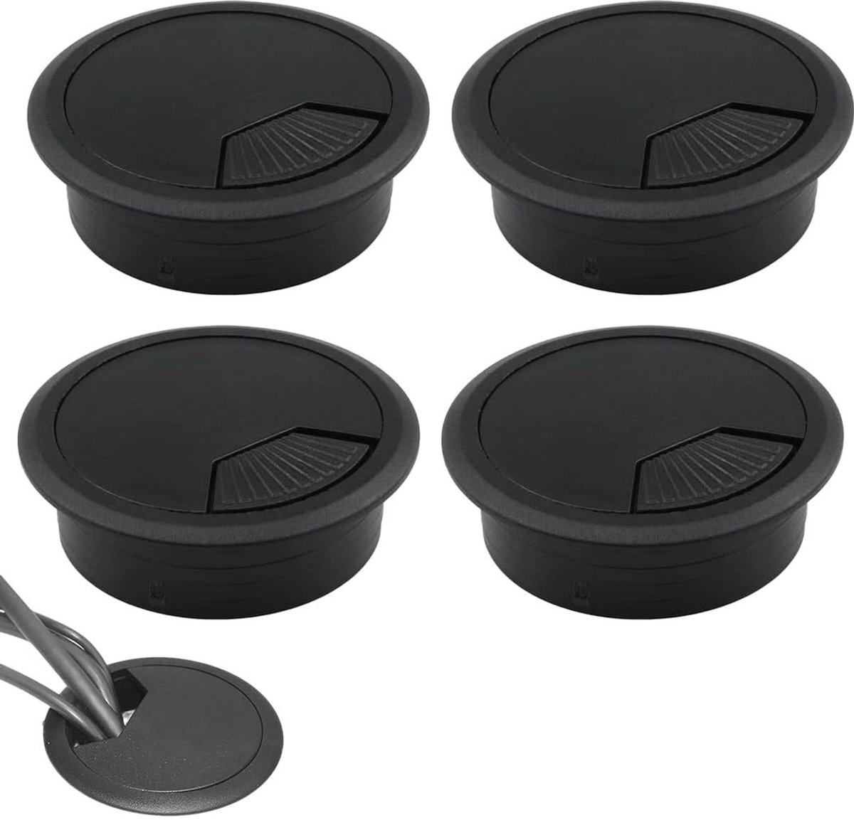 Dailygoods- Kabeldoorvoer 60mm - Bureaukabeldoorvoer - Gatafdekking - Duurzaam ABS-kunststof - Eendelige vorm - Ruimte voor meerdere kabels - Kabelgoot