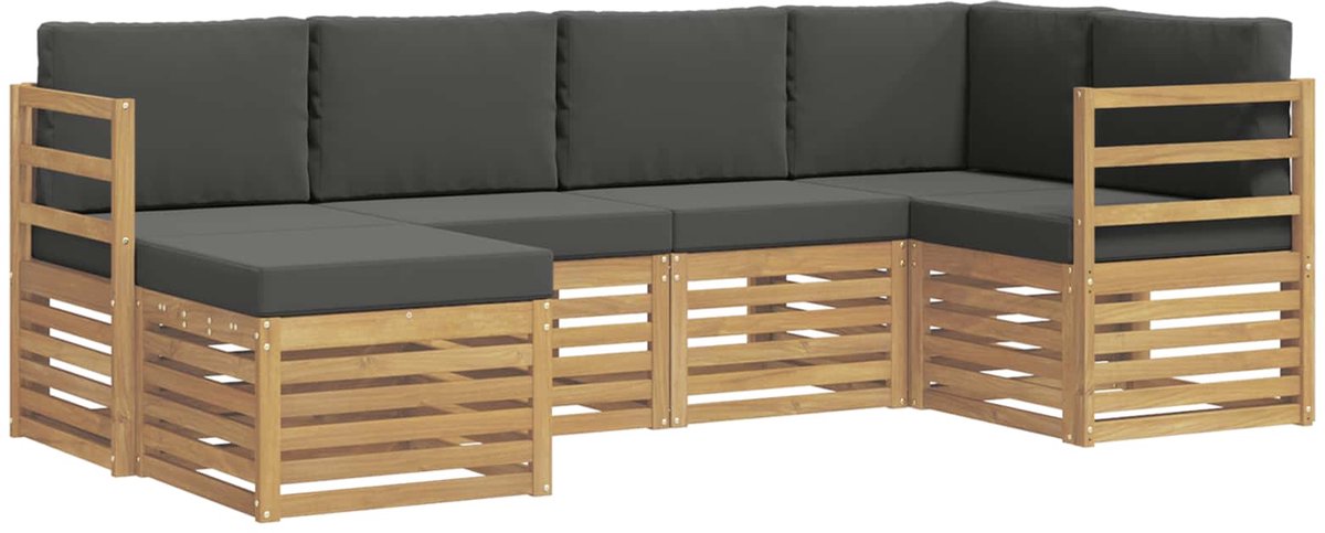 vidaXL Buiten - bank - set - 6 - st - 5-zits - Wit - en - antracietkleurig - Polyester Wit en antracietkleurig