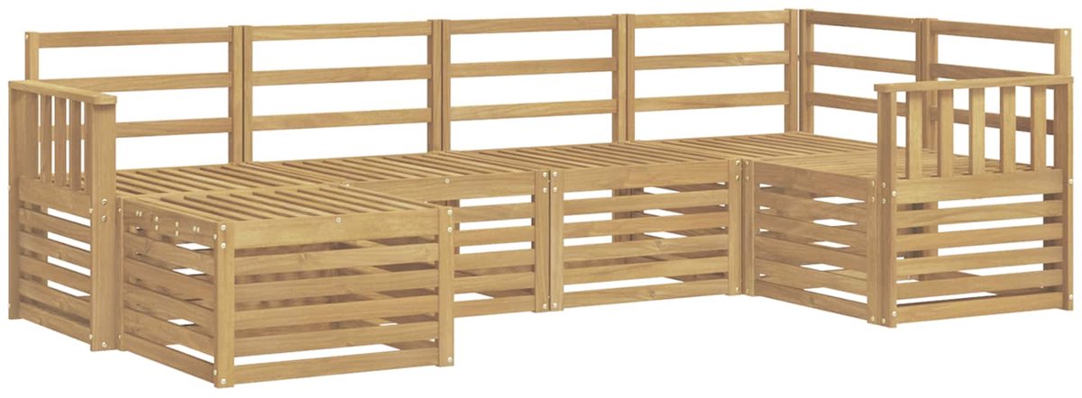 vidaXL Buiten - bank - set - 6 - st - 5-zits - Wit - Polyester